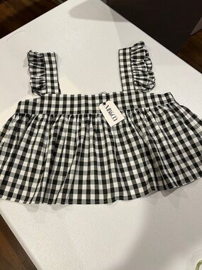 Buddy Love Black & White Gingham Ruffle Crop Top